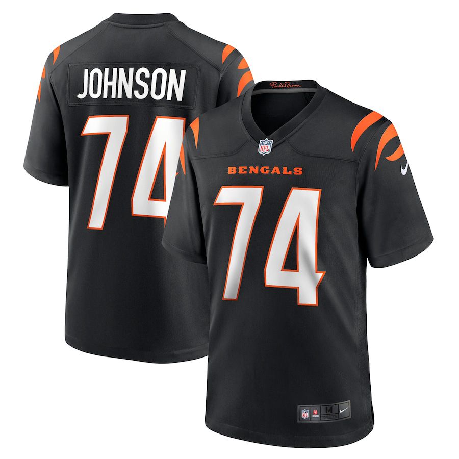 Men Cincinnati Bengals #74 Fred Johnson Nike Black Game NFL Jersey